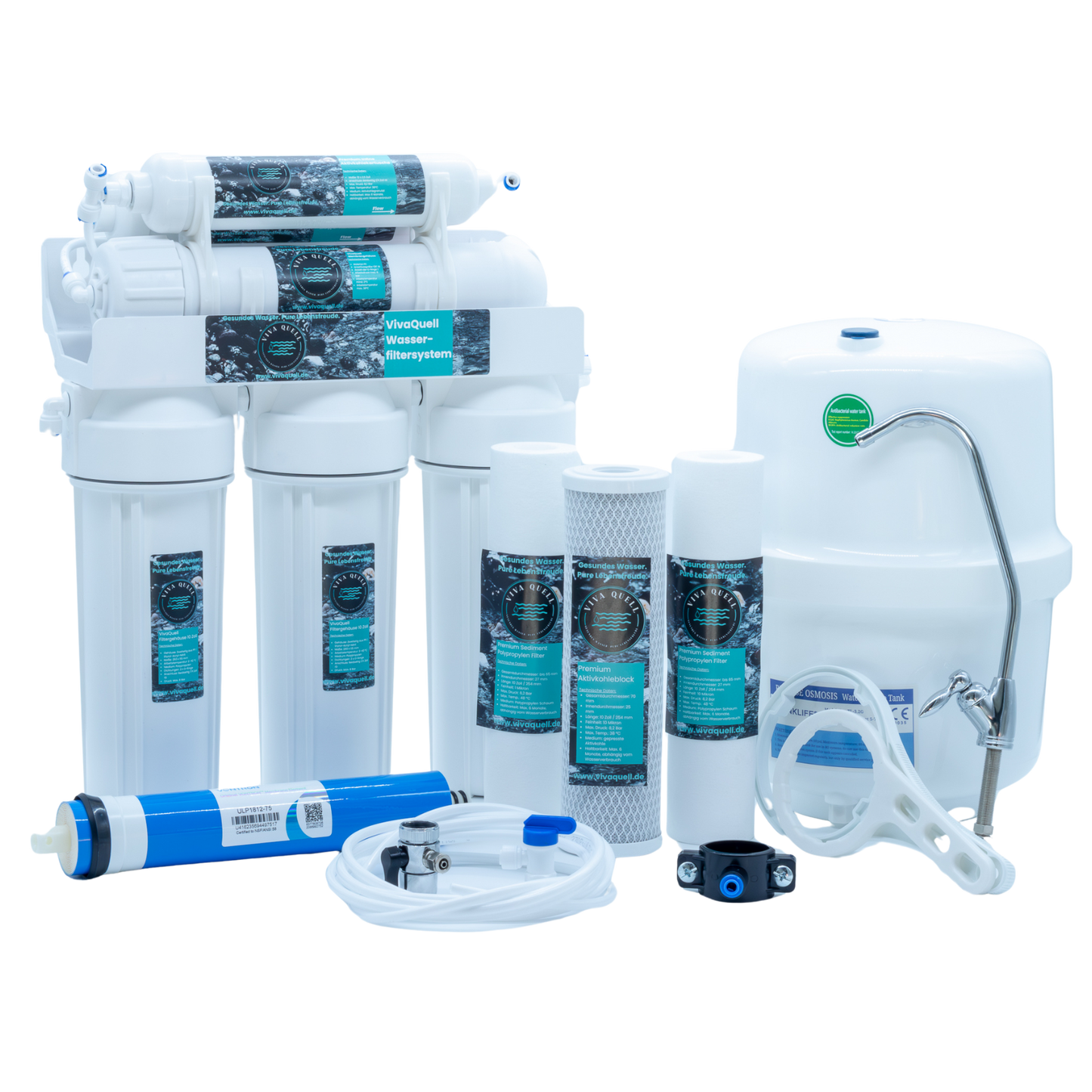 5 Stufen Umkehrosmose-Anlage inkl. Tank, Membran, Wasserfilter und Zubehör