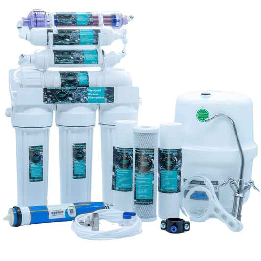 8 Stufen Umkehrosmose-Anlage inkl. Tank, Membran, Wasserfilter und Zubehör