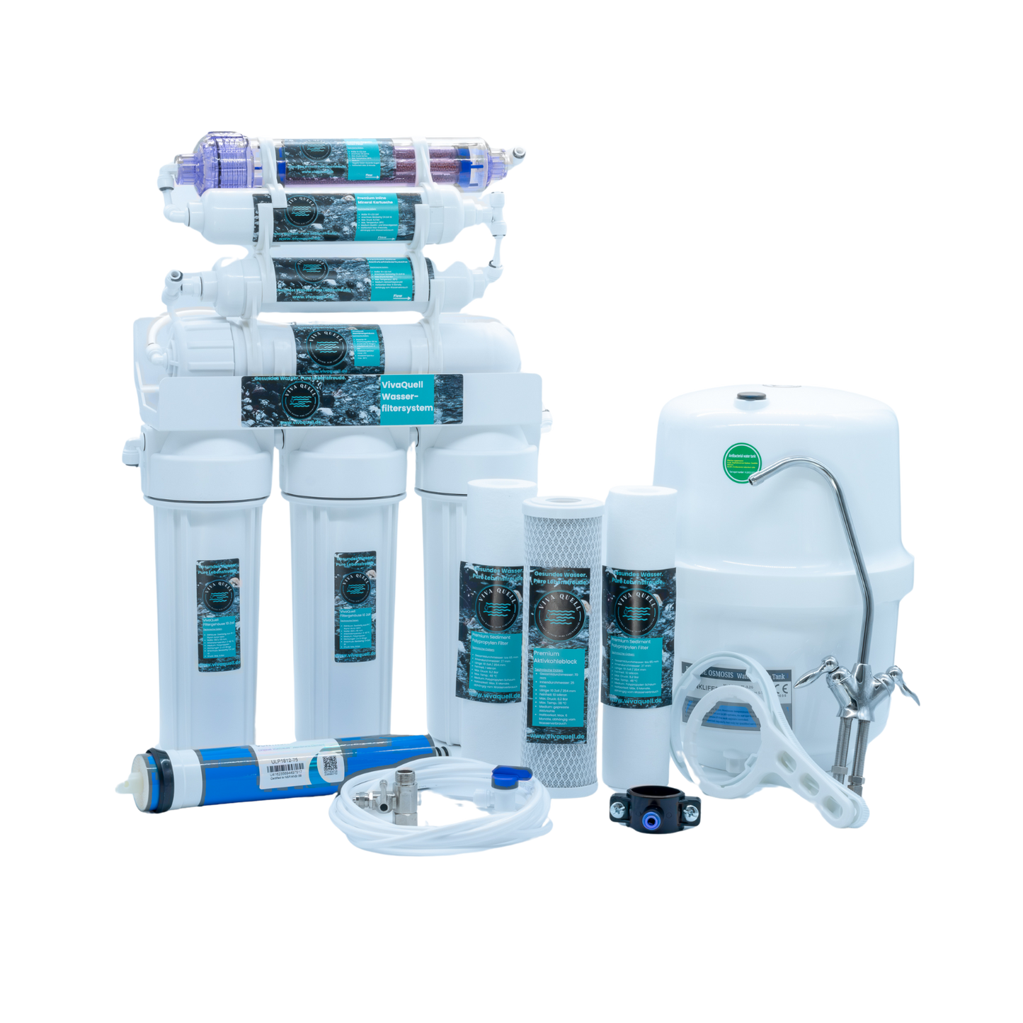 7 Stufen Umkehrosmose-Anlage inkl. Tank, Membran, Wasserfilter und Zubehör