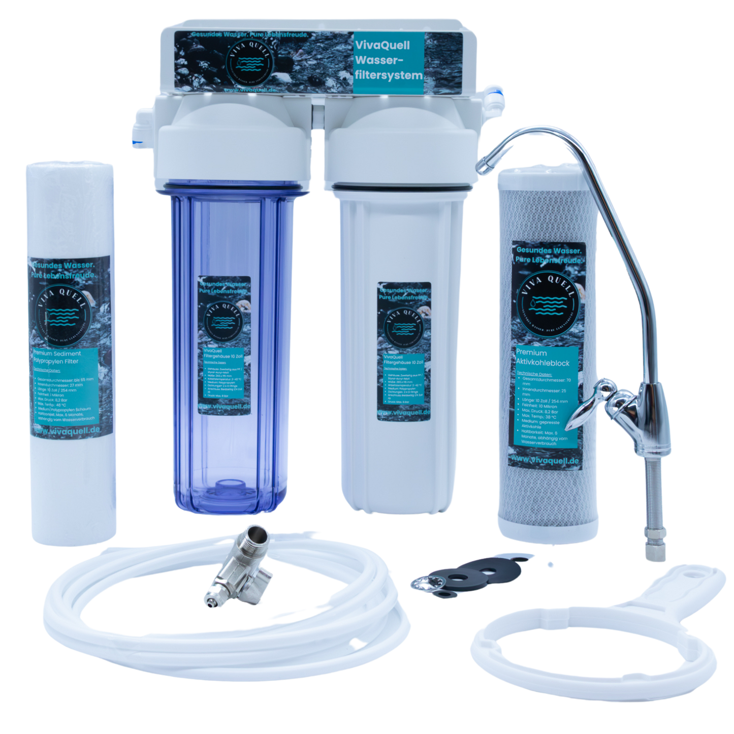 Wasserfilteranlage (unter Tisch) 2-Stufen + Filter + Zubehör