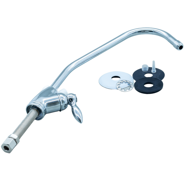 Design-Wasserhahn 1-Wege aus verchromtem Metall mit Hebel und Anschlussplatte