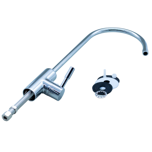 Chrom-Wasserhahn mit 1-Weg-Anschluss und rundem Bedienknopf