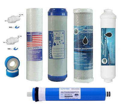 Ersatzfilter-Set für 5-stufige RO-Umkehrosmoseanlagen | inkl. 75 GPD Membran & Zubehör