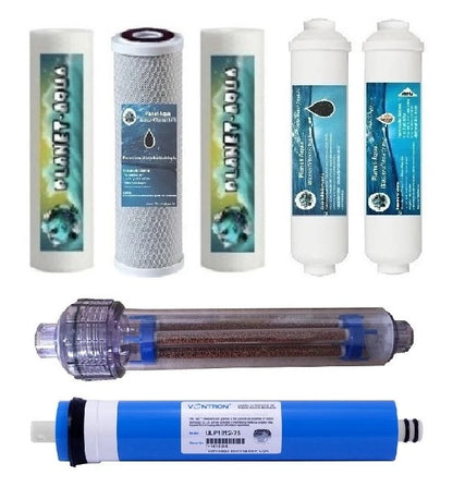 7 Stufen Ersatzfilter-Set mit Negativ-Ionen-Filter & 75 GPD Membran