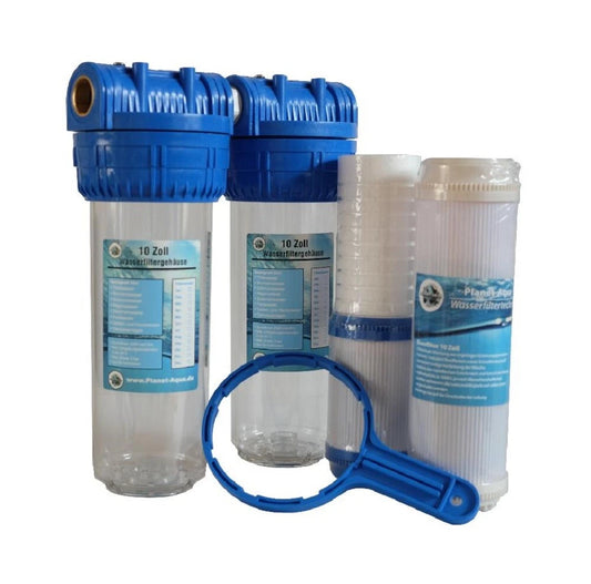 Planet-Aqua Filtergehäuse-Set DUO XS 10 Zoll | 1 Zoll IG
