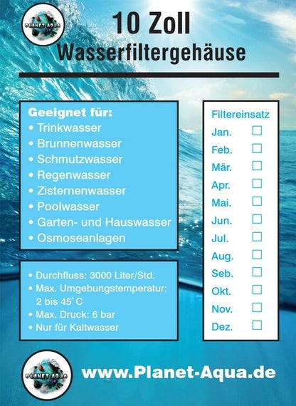 Planet-Aqua Filtergehäuse-Set TIO-6 10 Zoll | 3/4 Zoll IG